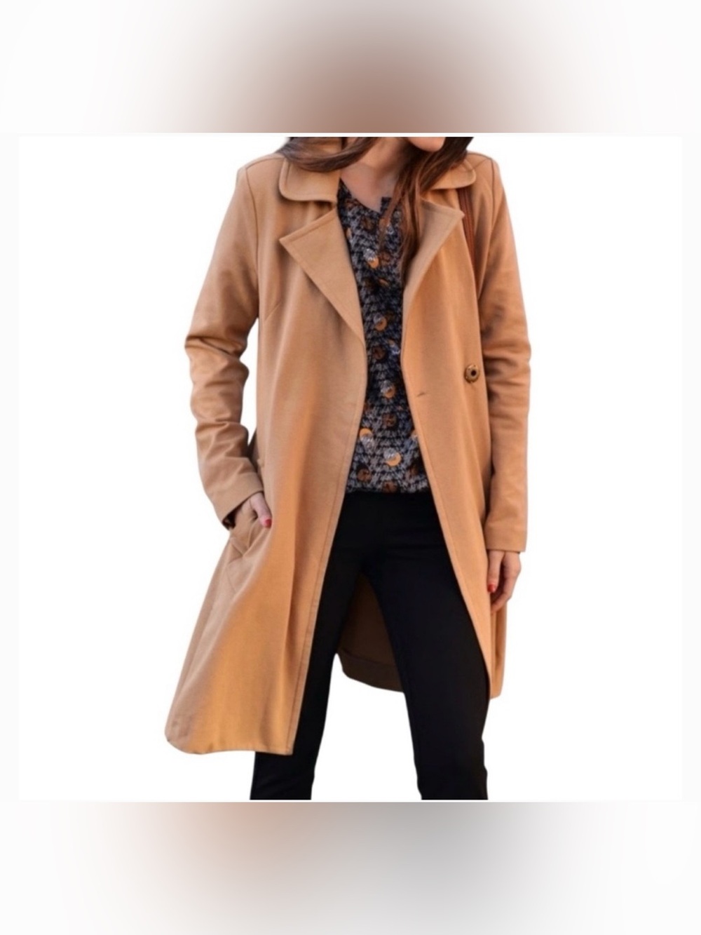 CAbi Casablanca Women’s Ponte Knit Trench Coat camel tank excellent 2056 XS